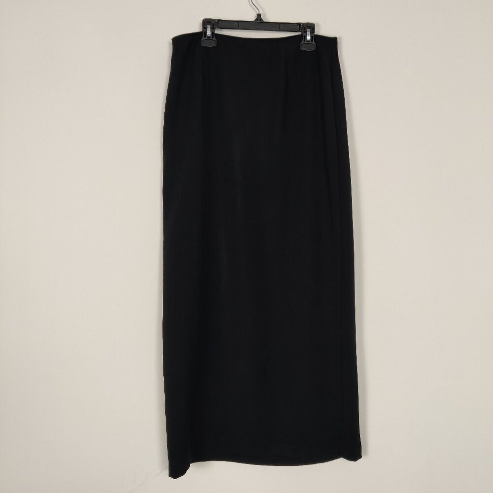 Pariscope Women's Wrap Skirt Size 10 Black Business Casual Old Money Modest Chic